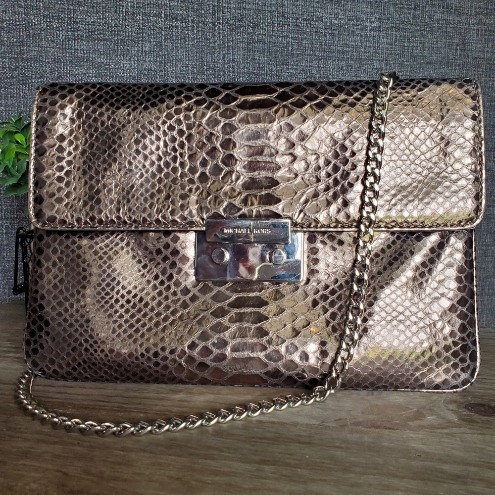 MICHAEL KORS

Sloan oversized python-effect clutch